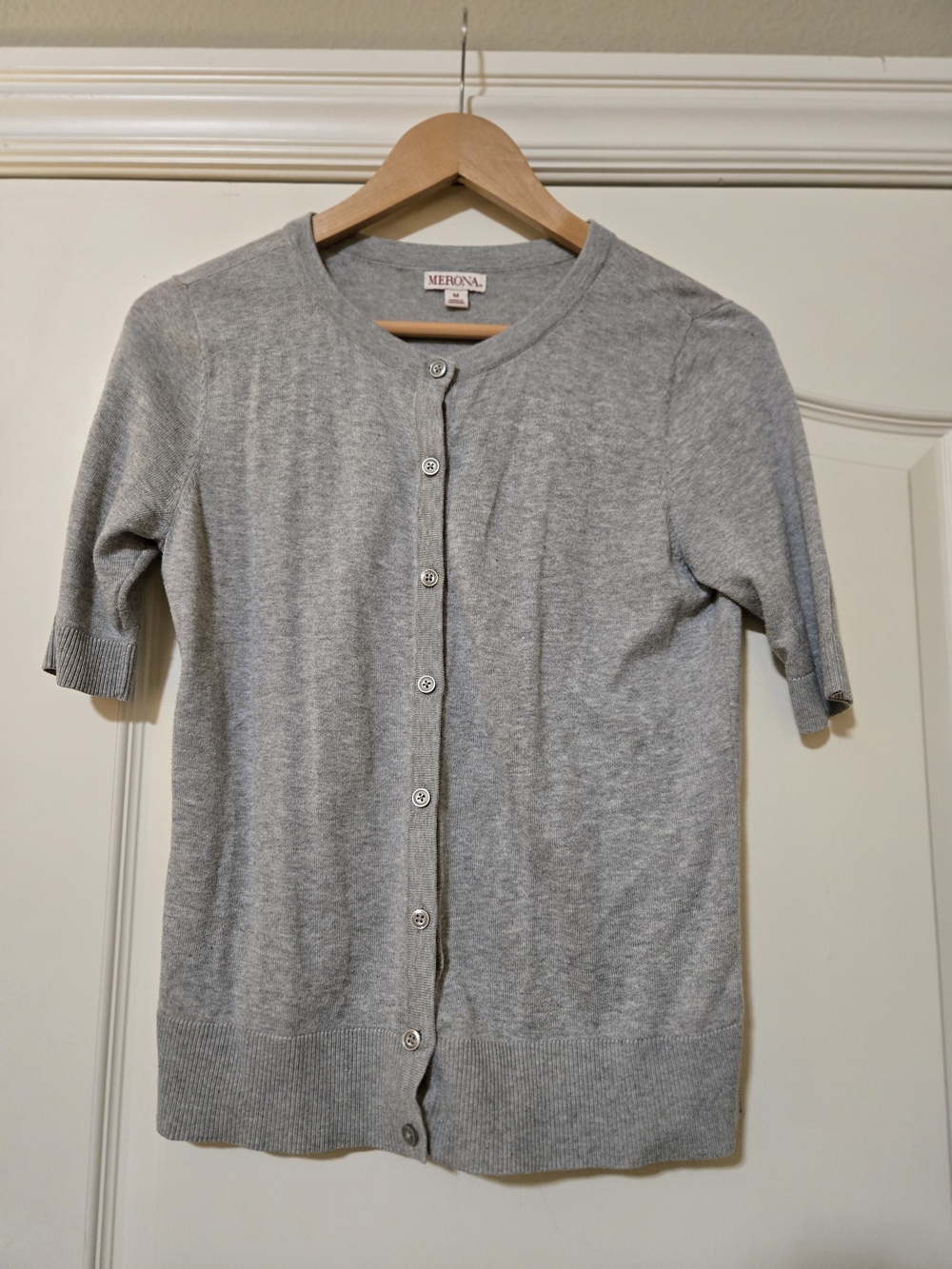 Merona Heather Gray Short Sleeve Button Cardigan Cozy Fall Layering